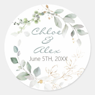 Sticker Rond Mariage de jardin d'aquarelle