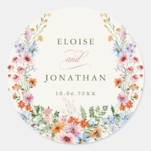 Sticker Rond Mariage de Jardin de Printemps de Lavande avec Pra