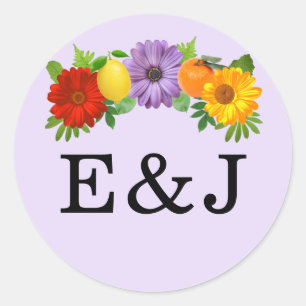 Sticker Rond Mariage de jardin floral de agrumes