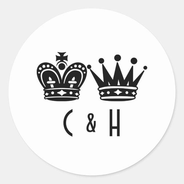 Sticker Rond Mariage De Jeu King And Queen Chess Board (Devant)