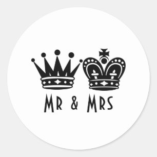 Sticker Rond Mariage De Jeu King And Queen Chess Board