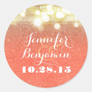 Sticker Rond Mariage de la chaîne de Parties scintillant Gold e