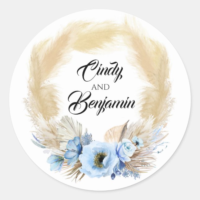 Sticker Rond Mariage de la couronne de feuillage de la jungle t (Devant)