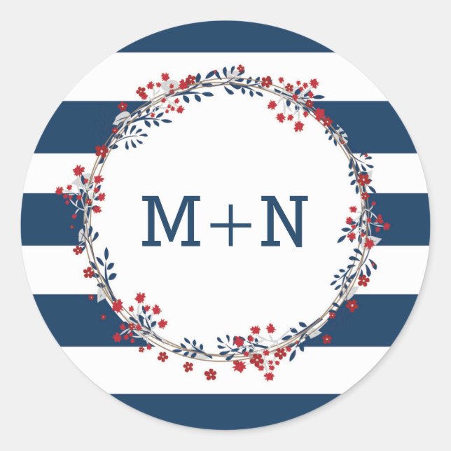 Sticker Rond Mariage de la couronne rouge de la Marine sceau 39 (Devant)