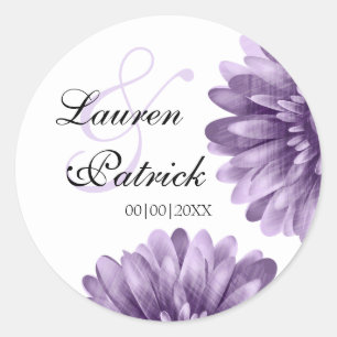 Sticker Rond Mariage de la date de sauvegarde de la marguerite 