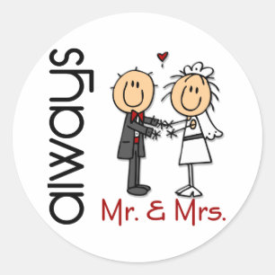 Sticker Rond Mariage de la figure M. Stick & Mme Toujours