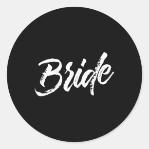 Sticker Rond Mariage de la mariée _ Pinceau blanc Texte désorie