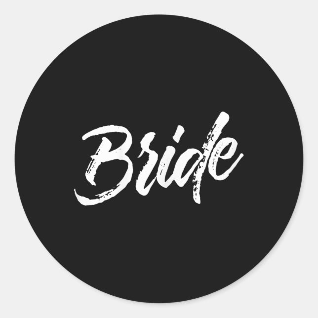 Sticker Rond Mariage de la mariée _ Pinceau blanc Texte désorie (Devant)