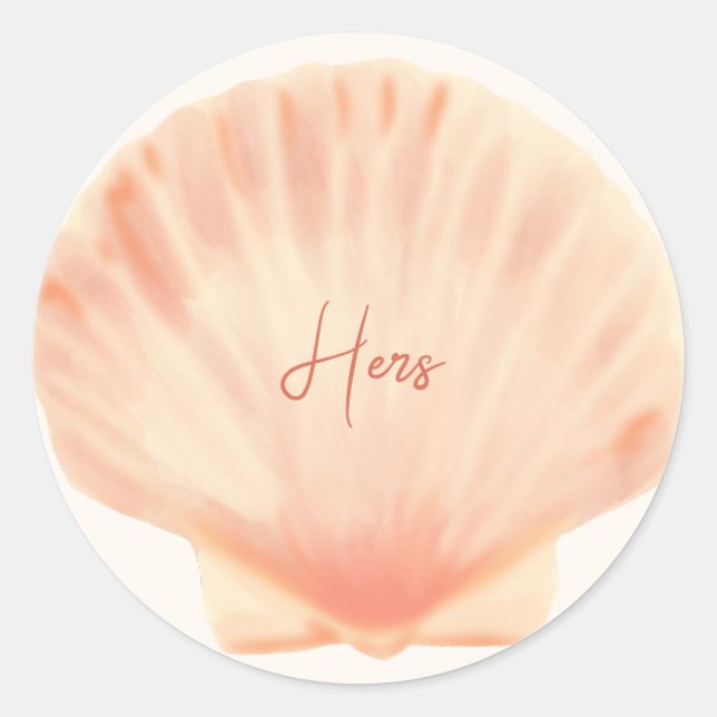 Sticker Rond mariage de la plage de coquille rose (Devant)
