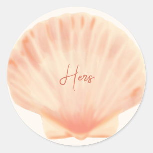 Sticker Rond mariage de la plage de coquille rose