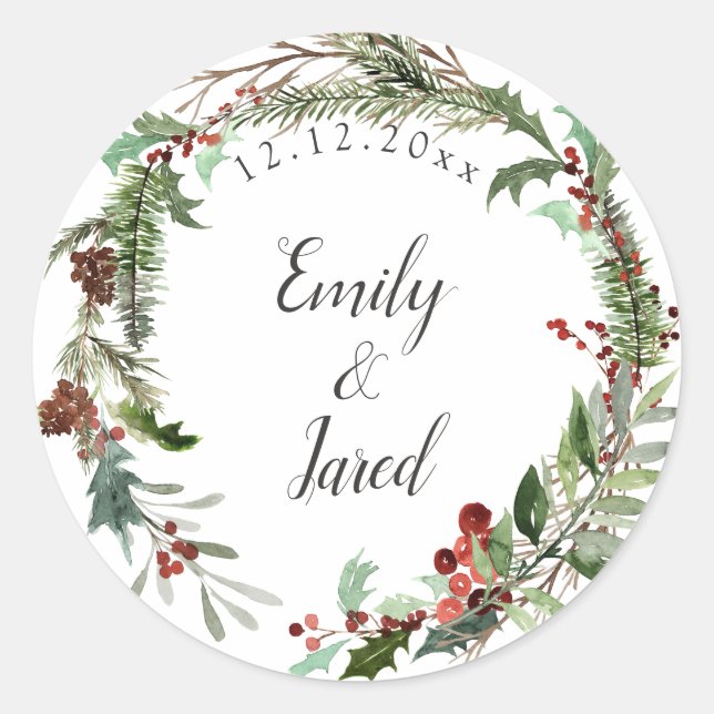 Sticker Rond Mariage de la saison de Noël (Devant)