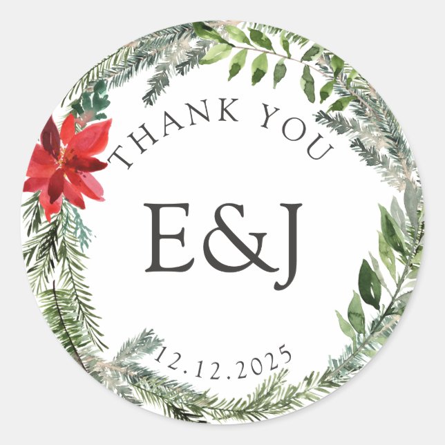 Sticker Rond Mariage de la saison de Noël en variante (Devant)