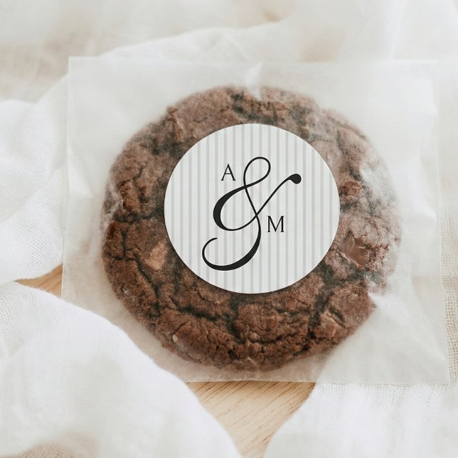 Sticker Rond Mariage de l'esperluette du script de monogramme (Créateur téléchargé)