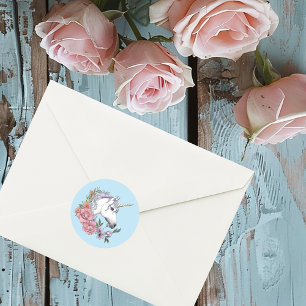 Sticker Rond Mariage de licorne blanche