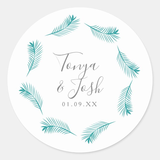 Sticker Rond Mariage de logo circulaire Feuille de palme tropic (Devant)