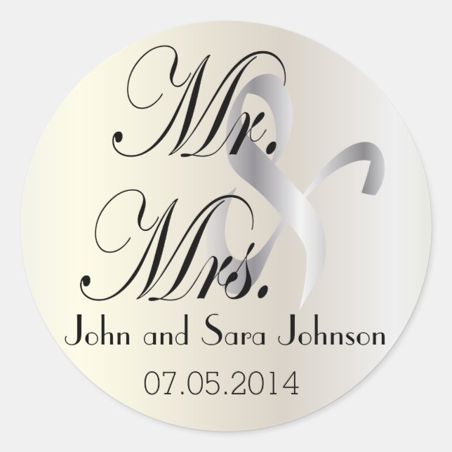 Sticker Rond Mariage de M. & Mme. | Personnaliser (Devant)