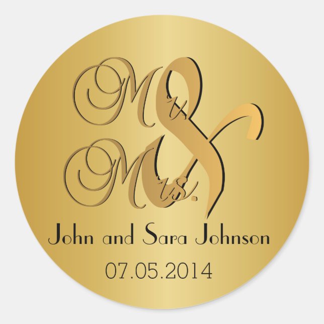 Sticker Rond Mariage de M. & Mme. | Personnaliser (Devant)