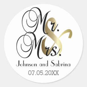 Sticker Rond Mariage de M. & Mme.   Personnaliser