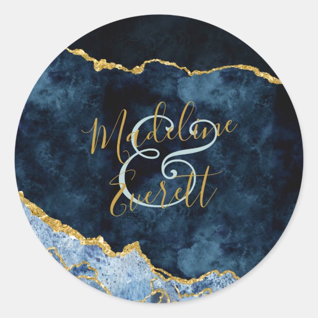 Sticker Rond Mariage de marbre marbre de marbre de marbre bleu  (Devant)