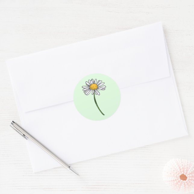 Sticker Rond Mariage de marguerite minimaliste (Enveloppe)