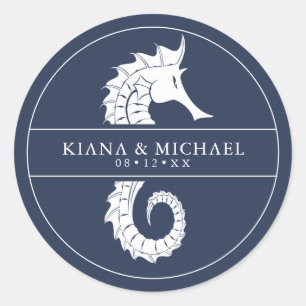 Sticker Rond Mariage de mer Blue Wave Wht/Navy ID836