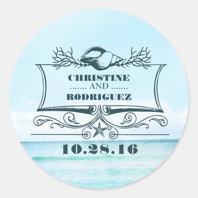 Sticker Rond Mariage de mer Turquoise (Devant)