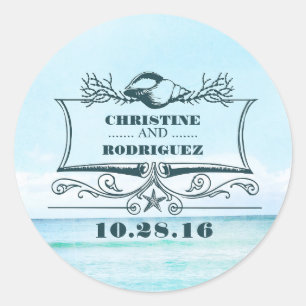 Sticker Rond Mariage de mer Turquoise