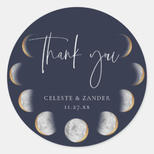 Sticker Rond Mariage de Merci  des phases de lune dorée