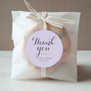 Sticker Rond Mariage de Merci mauve simple et poussiéreux