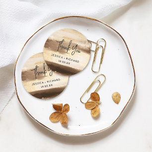 Sticker Rond Mariage de Merci moderne or et d'aquarelle foncée