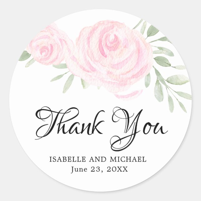 Sticker Rond Mariage de Merci rose pâle (Devant)
