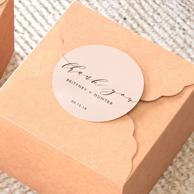 Sticker Rond Mariage de Merci simple et élégant (Créateur téléchargé)