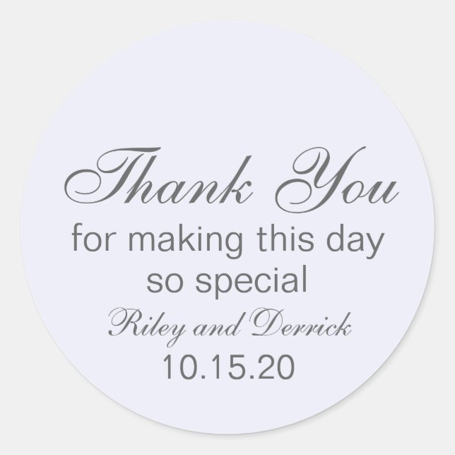 Sticker Rond Mariage de Merci simple Lavender (Devant)