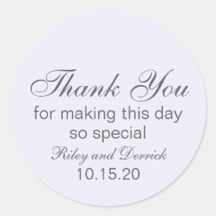 Sticker Rond Mariage de Merci simple Lavender