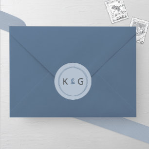 Sticker Rond Mariage de monogramme bleu foncé