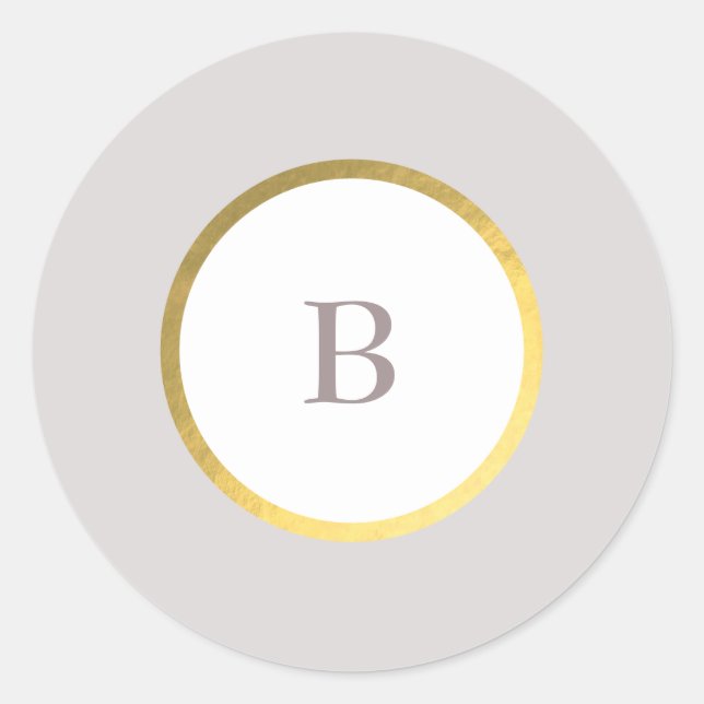 Sticker Rond Mariage de monogramme circulaire Taupe et Gold Foi (Devant)