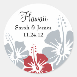 Sticker Rond Mariage de monogramme de fleur de ketmie