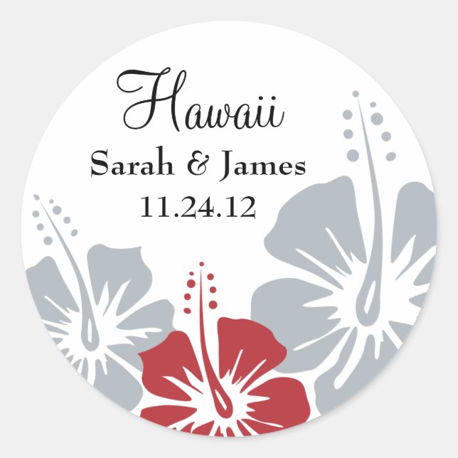 Sticker Rond Mariage de monogramme de fleurs d'Hibiscus (Devant)
