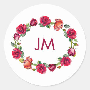Sticker Rond Mariage de monogramme de germe d'automne