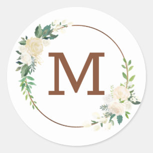 Sticker Rond Mariage de Monogramme de la ferme fraîche rustique