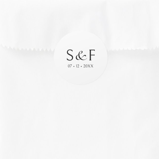 Sticker Rond Mariage de monogramme de script élégant (Créateur téléchargé)