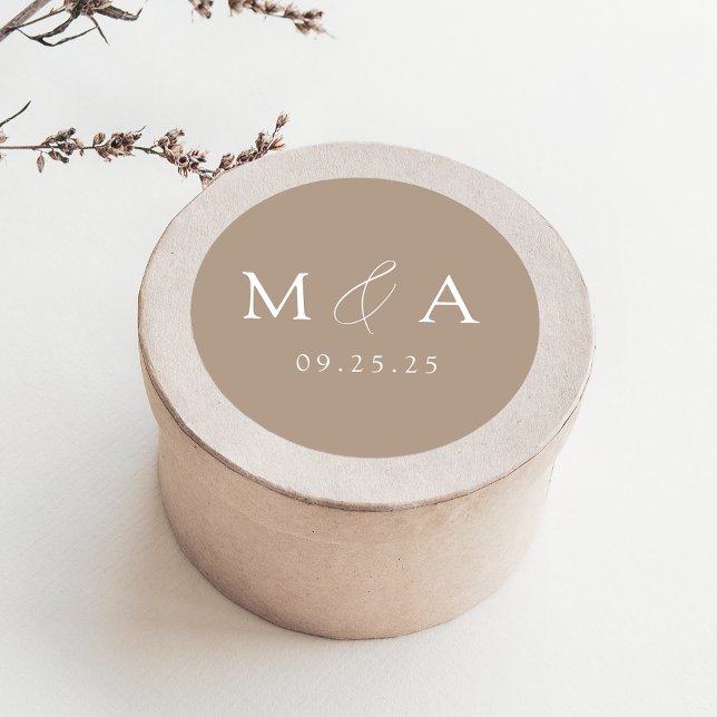 Sticker Rond Mariage de monogramme moderne élégant (Créateur téléchargé)