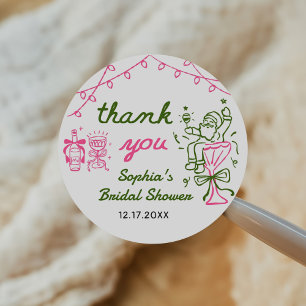 Sticker Rond Mariage de Noël Dessiné à la Main