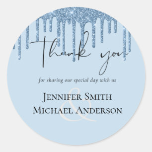 Sticker Rond Mariage de Parties scintillant de la goutte BLEUE