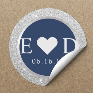 Sticker Rond Mariage de Parties scintillant en argent Élégant d