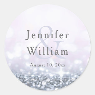 Sticker Rond Mariage de Parties scintillant moderne Silver Purp