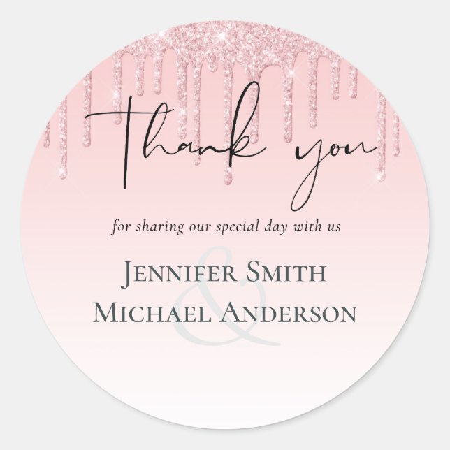 Sticker Rond MARIAGE de Parties scintillant rose (Devant)