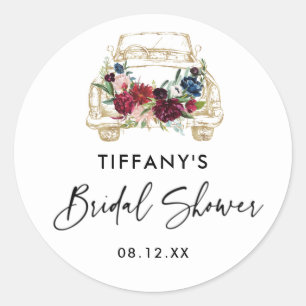 Sticker Rond Mariage de passage floral bordeaux