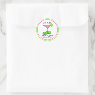 Sticker Rond Mariage de pickleball personnalisé Dinks & Boisson