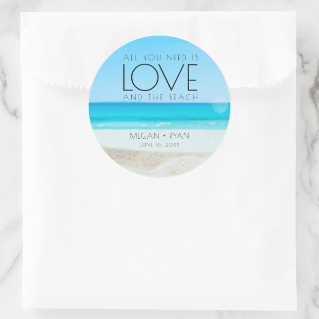 Sticker Rond Mariage de plage de destination (Sac)